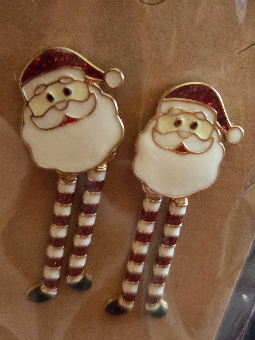 Holiday Santa Drop Earrings - Red and White Festive Design